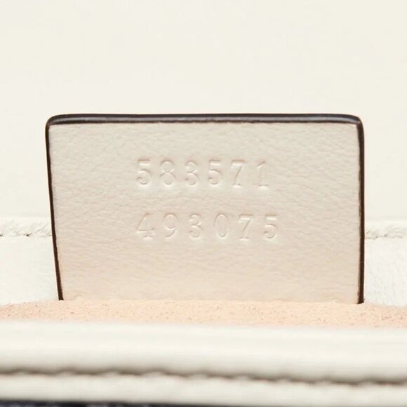 Gucci Blue/White Quilted Leather Marmont Mini Torchon Top Handle Crossbody Bag - Picture 11 of 12